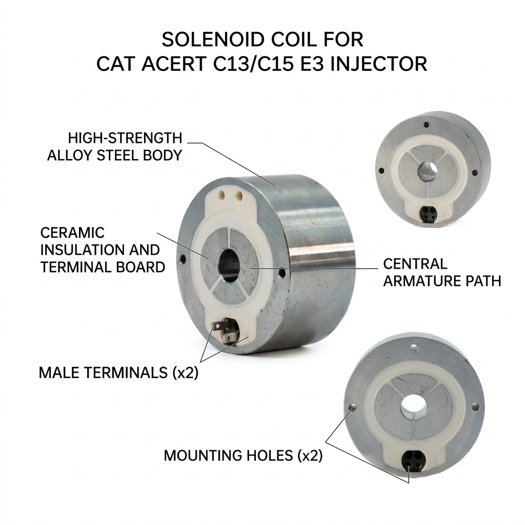 Solenoid Coil Solenoid Coil for CAT ACERT C13/C15 E3 Injector - Image 1